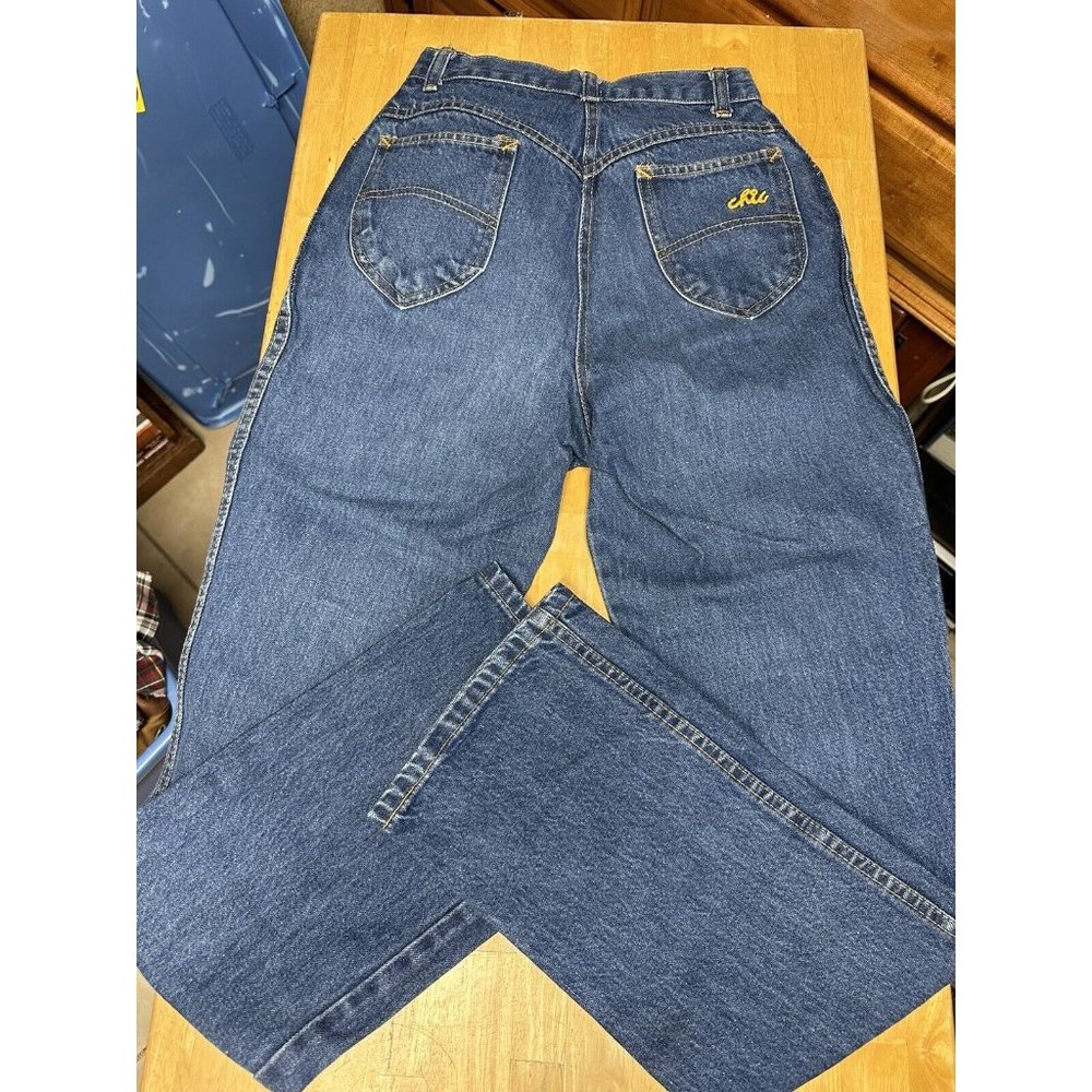 Vintage 1980’s Chic Dark Blue Denim High Waist Straight Leg Mom Jeans 26X30